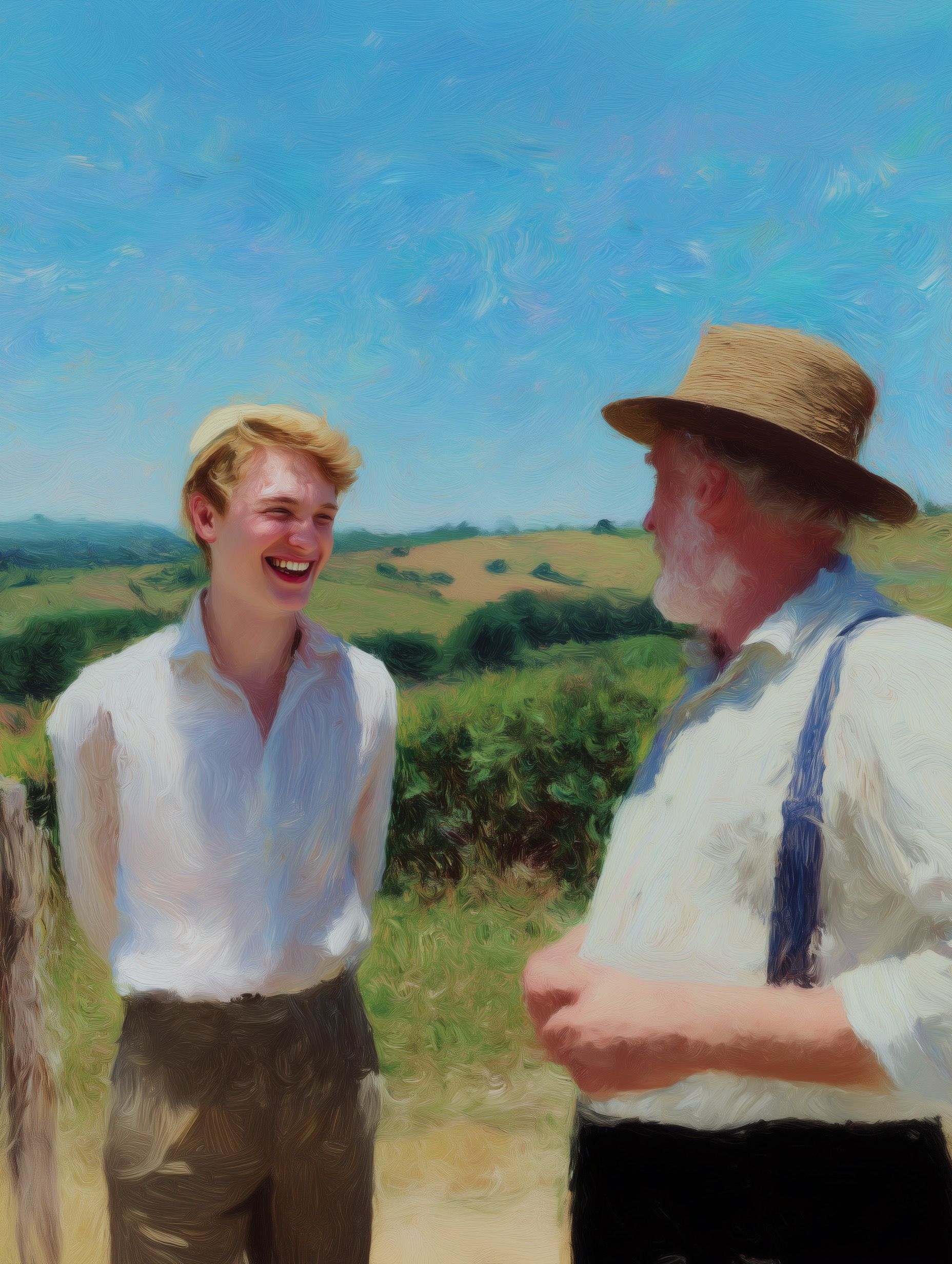 A painting of a person reading a book